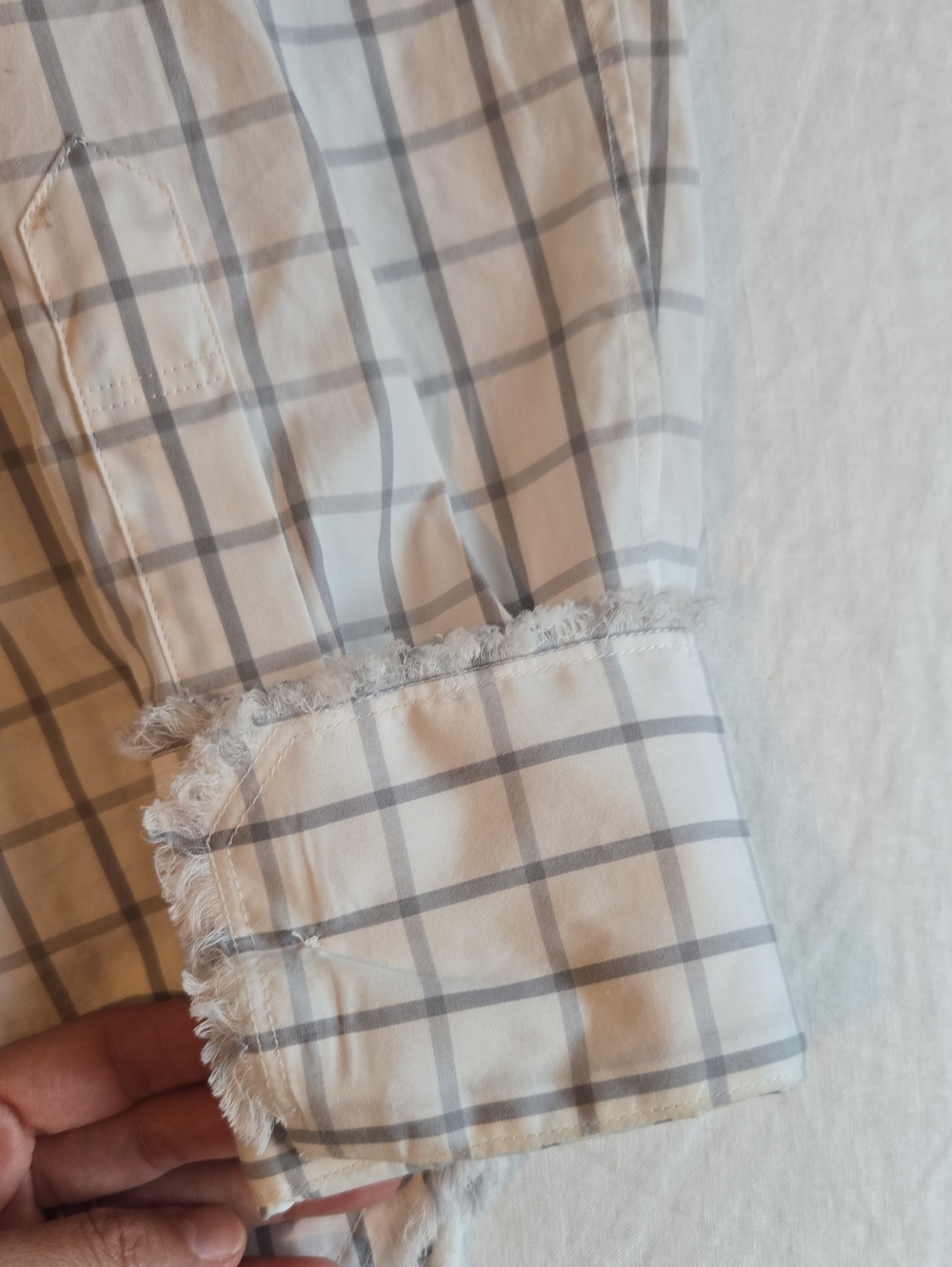 Thom Browne White Shirt with Gray Windowpane Check - Picture 4 of 10